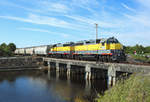 502 & 504 pass Port St Lucie on the `K Branch` whilst working a freight train from Clewiston to the interchange with the FEC at Fort Pierce, 25 Nov 2018 