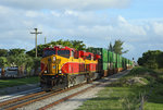 FEC 808 + 816 approach Delray Beach whilst hauling train 222, 1745 Miami-Bowden Yard, 19 June 2016