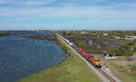 812 & 805 approach St Augustine while hauling train 105 to Miami, 1 March 2022