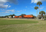 820 & 802 cut through the Daytona Beach Golf Club whilst working FEC101-09 from Jacksonville Bowden to Miami Hialeah, 9 Feb 2020