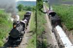 Der Zug vor und hinter der Brcke (Orbisonia, PA, 6.6.09). 