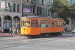 Hier eine Strassenbahn der Linie F am 27.8.13 auf der Market Street in San Francisco