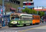 PCC (Ex Newark) in den Farben. St. Diego und Peter Witt 1895 (ex Milano)bei der endhaltestelle Jones Street der linie F am 29.07.14