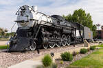 3. August 2024 - Sheridan, Wyoming. Museumslokomotive 4-8-4 der ehemaligen Gesellschaft Chicago, Burlington & Quincy Railroad. Baujahr 1940