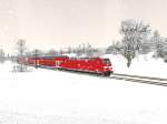 Ein RegionalExpress verlsst Schallstdt bei Schnee