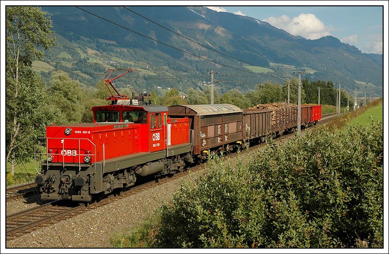 VG 72605 mit 1063 021 als Zuglok am 14.9.2007, aufgenommen beim Einfahrsingal von Trieben.