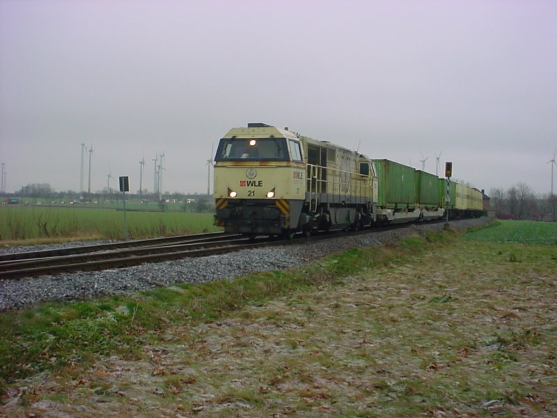 WLE 21 mit Bierzug am 09.12.2008, Ausfahrt Bf Uelde in Richtung Lippstadt